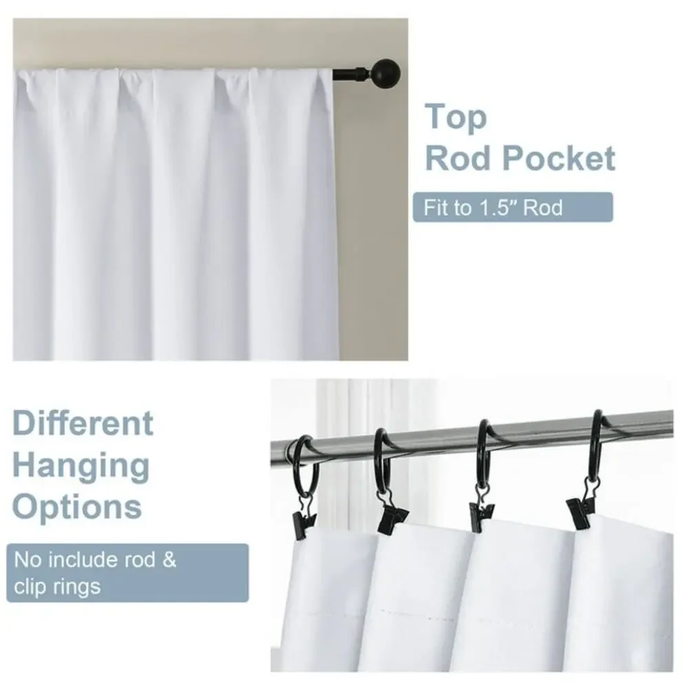 Pure White Curtains 80x54 In 2 Panels Set Light Blocking